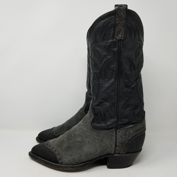 Tony Lama Stingray Leather Cowboy Boots Mens Size 7EE Womes 8.5 Pointy Toe